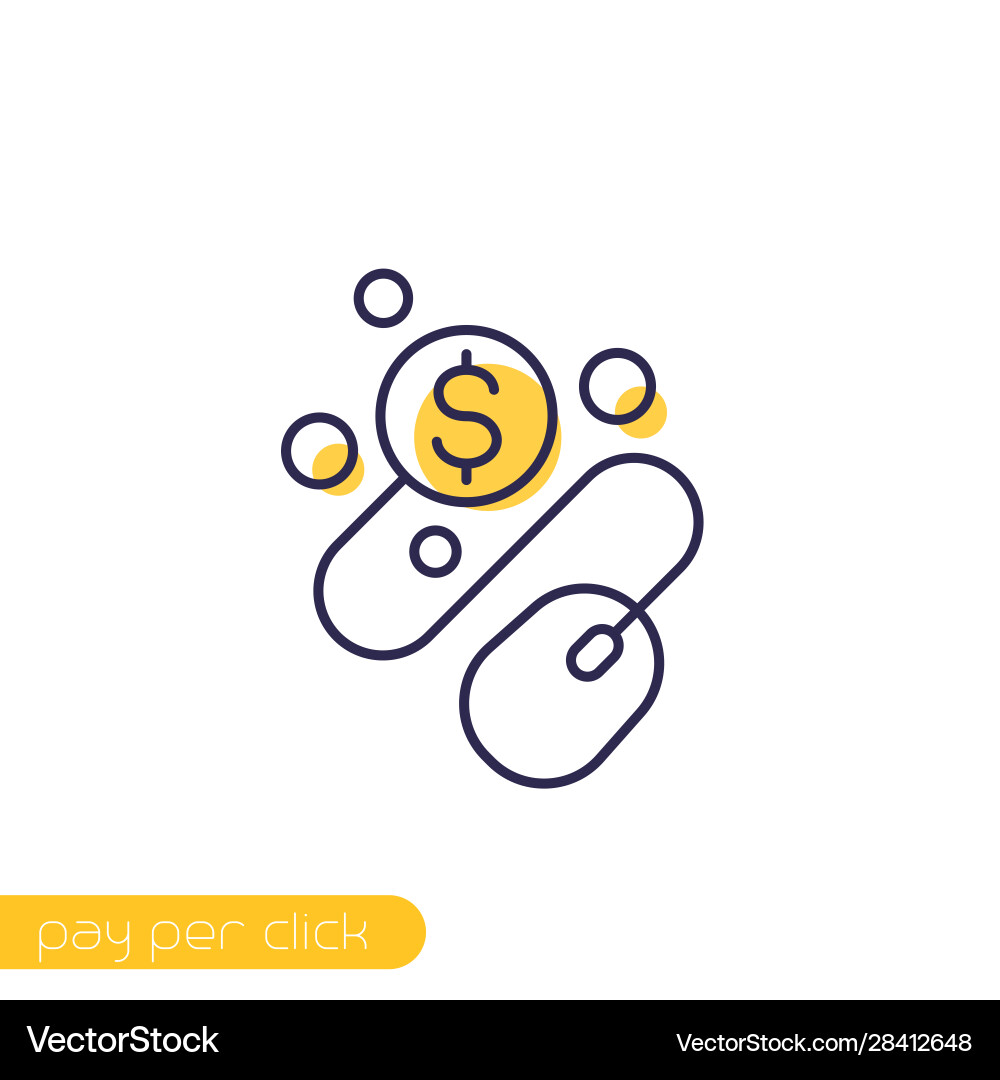 Pay per click ppc icon with mouse and coin vector image