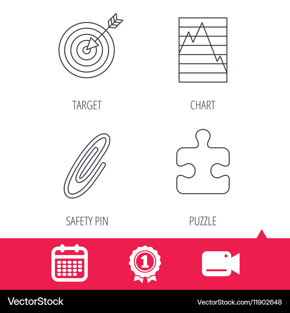 Puzzle graph charts and target icons vector image