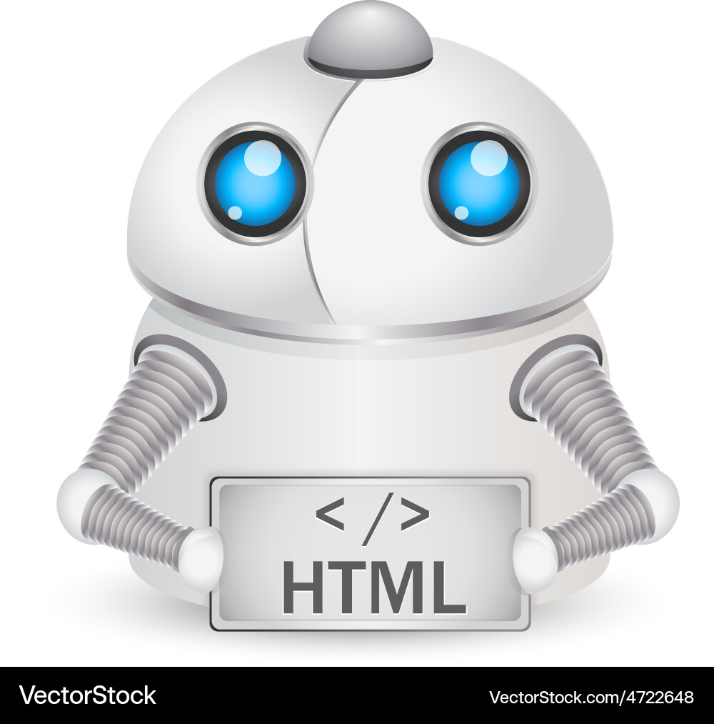 Robot with html sign technology concept Vector Image