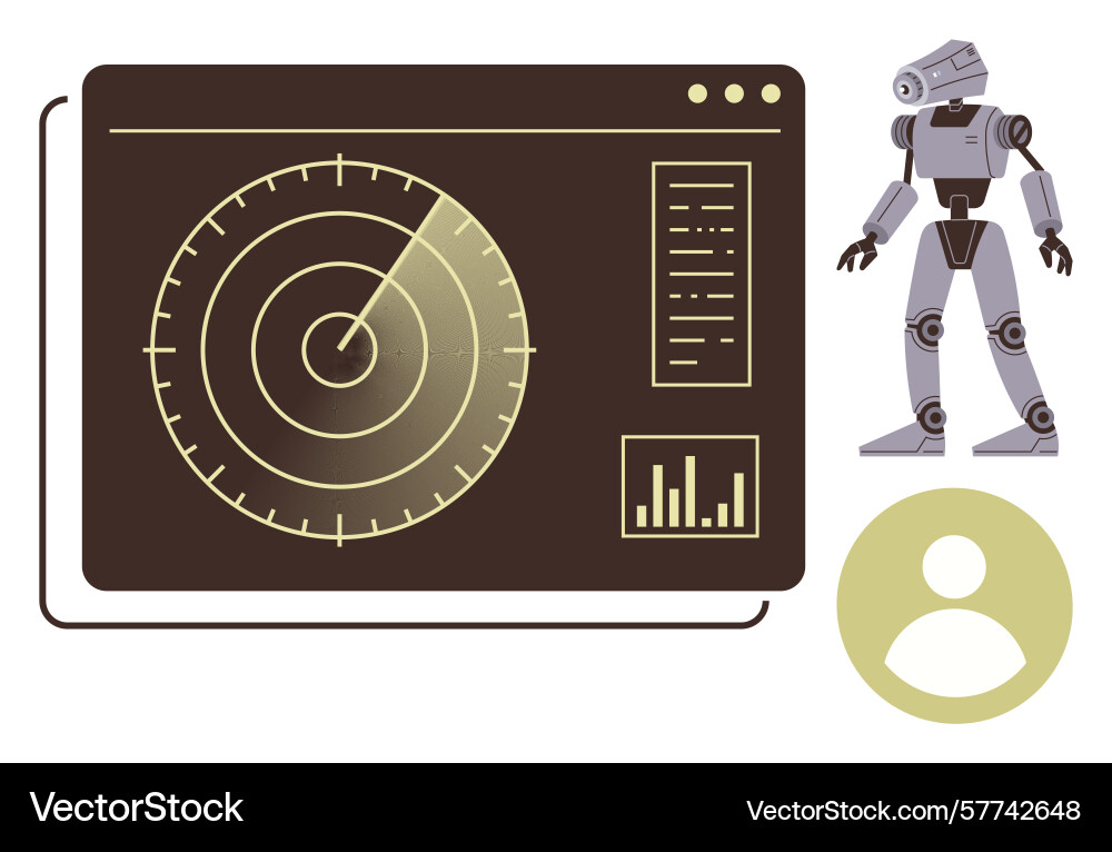 Robotics and ai tracking with radar interface vector image