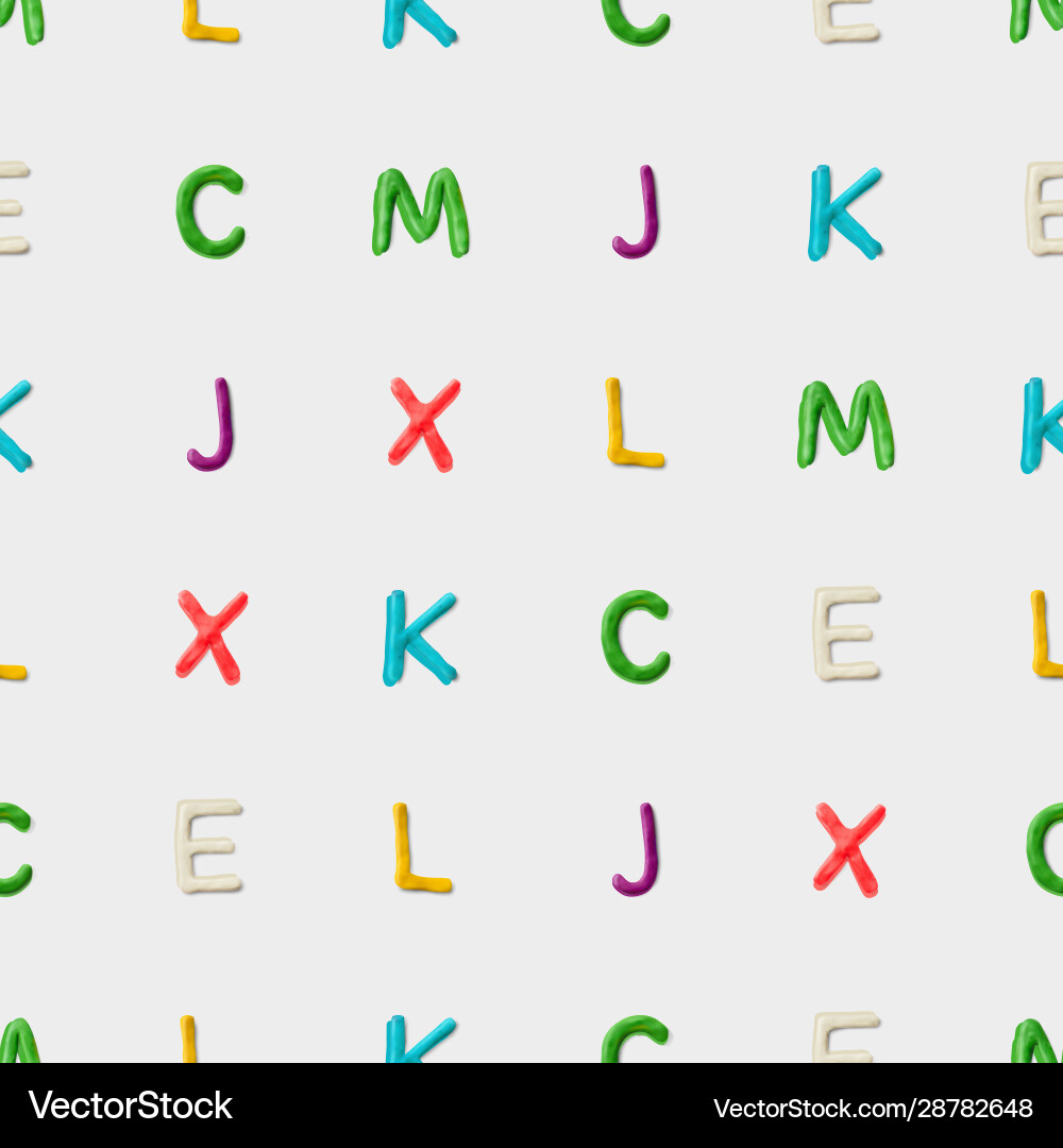Seamless pattern with alphabet handmade modeling Vector Image