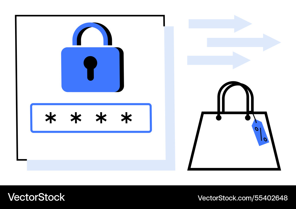 Secure online shopping concept with password Secure online shopping concept with password Vector Image