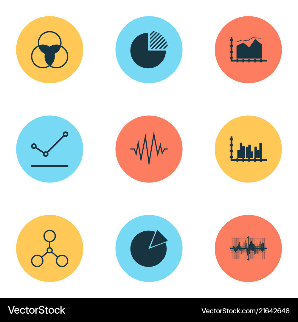 Set of graphs diagrams and statistics icons Set of graphs diagrams and statistics icons vector image
