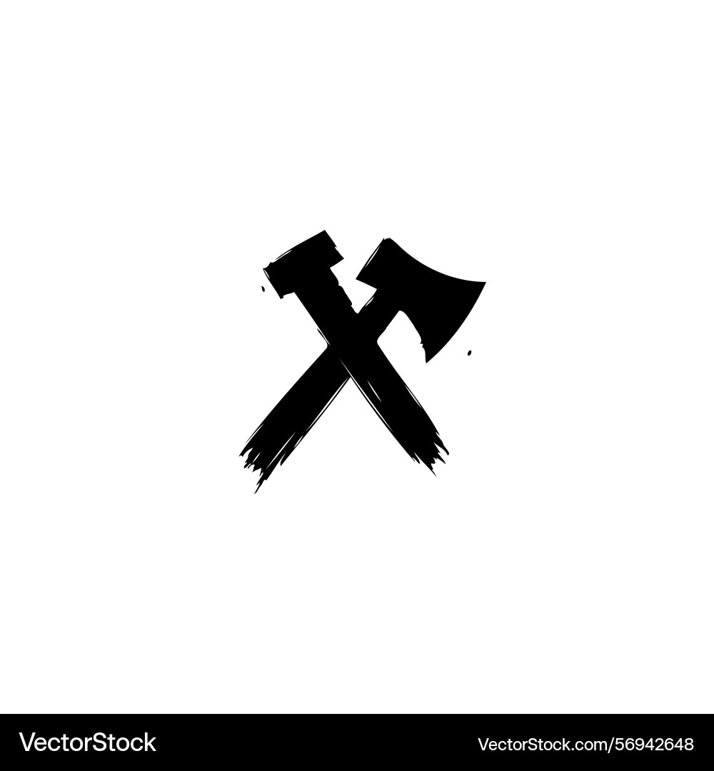 Two crossed rough axes creating a symbol Two crossed rough axes creating a symbol vector image
