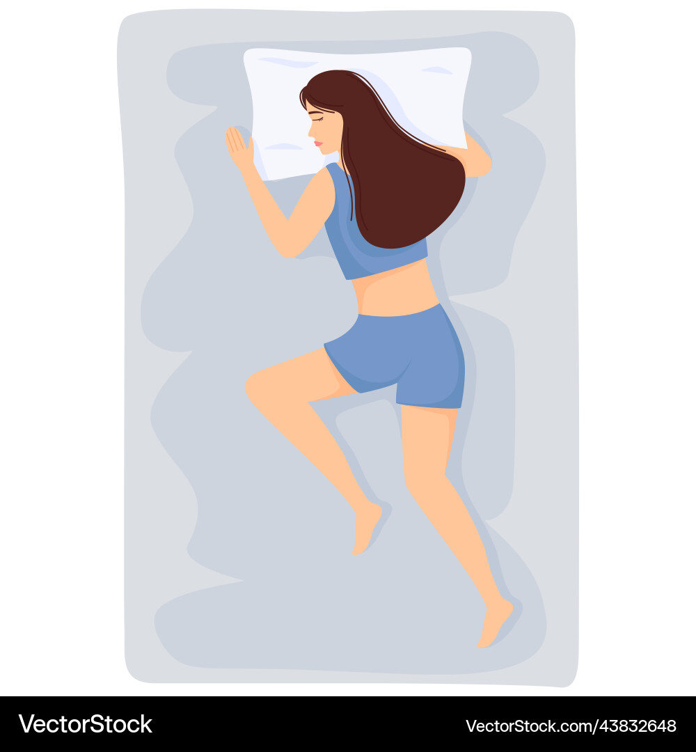 Woman sleeps girl in pajamas sleeping on bed Woman sleeps girl in pajamas sleeping on bed vector image