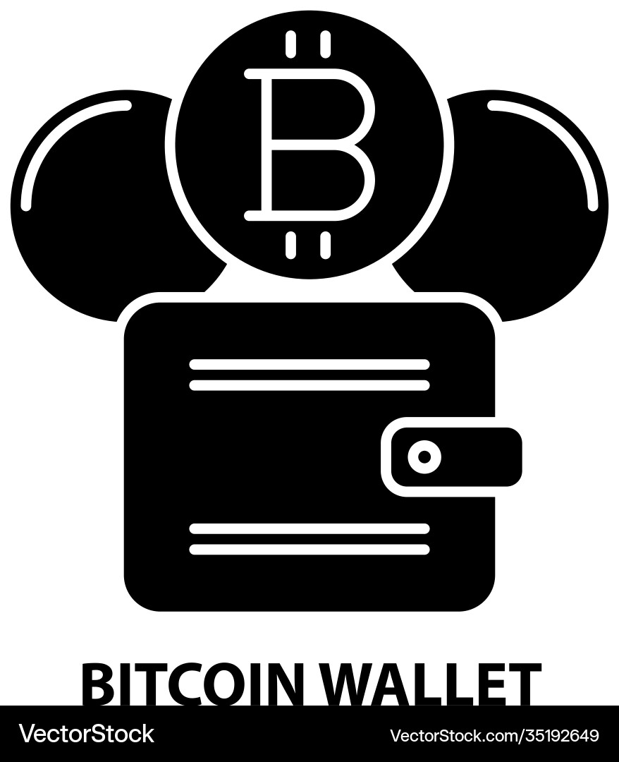 Bitcoin wallet icon black sign – Royalty-Free Vector | VectorStock