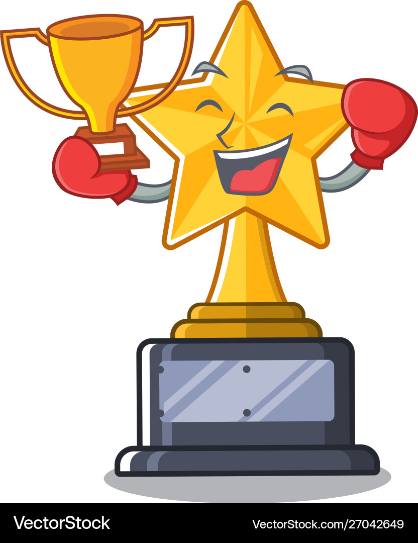 Boxing winner star shaped cartoon toy trophy Boxing winner star shaped cartoon toy trophy Vector Image