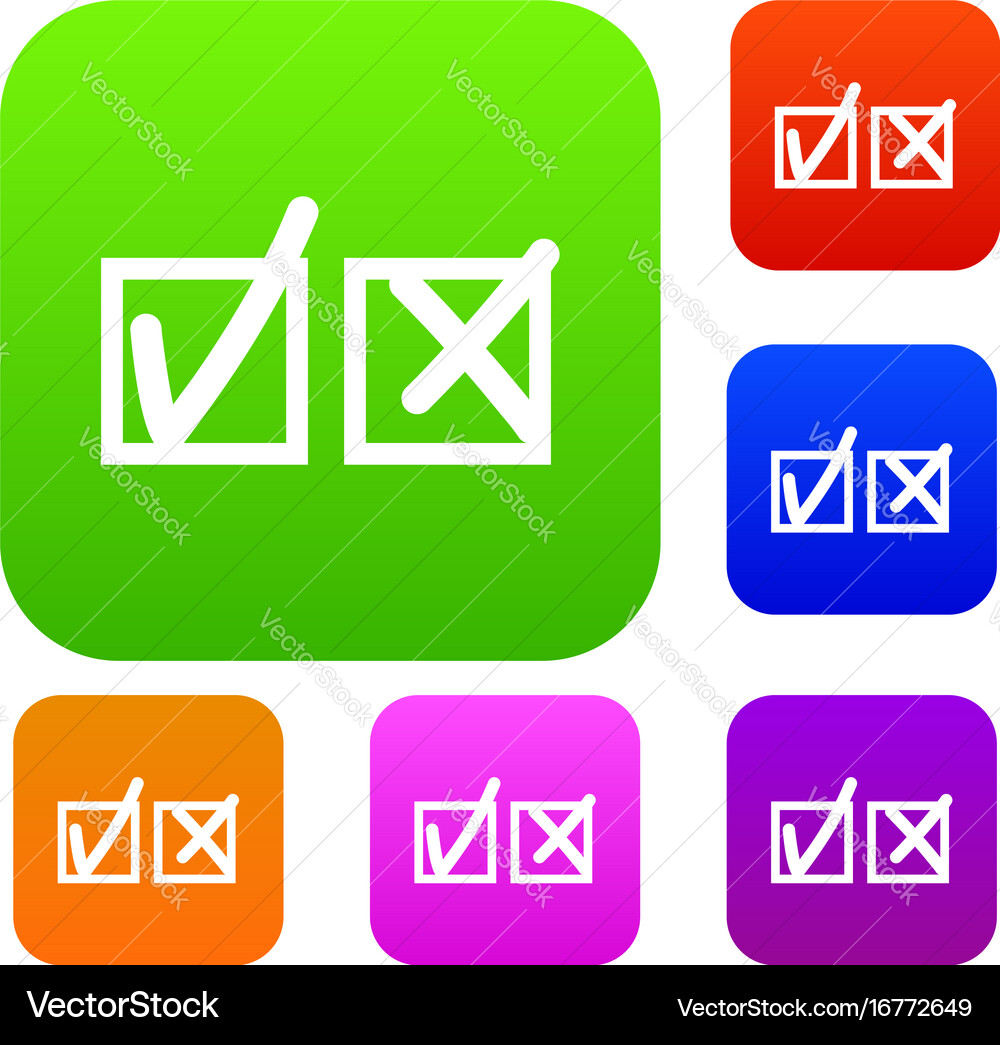 Checkmark to accept and refusal set collection Vector Image