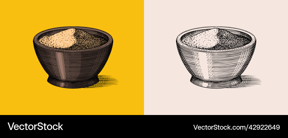 Chia seeds in a bowl salvia hispanica spice Chia seeds in a bowl salvia hispanica spice vector image