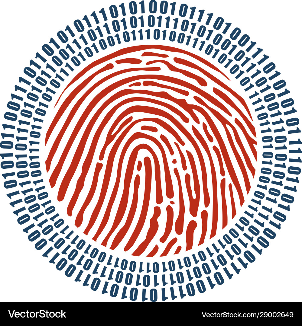 Digitaler Fingerabdruck und binär ein Null Digitaler Fingerabdruck und binär ein Null vektorbild