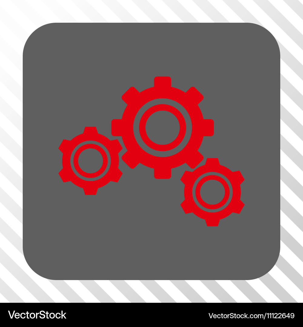 Gears rounded square button vector image