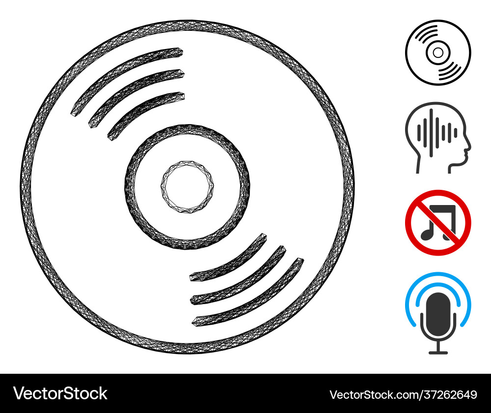 Linear music disk mesh Linear music disk mesh vector image