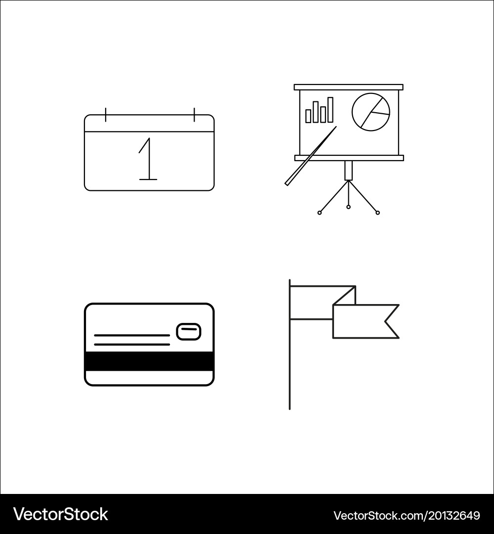 Office simple linear icon setsimple outline icons Vector Image