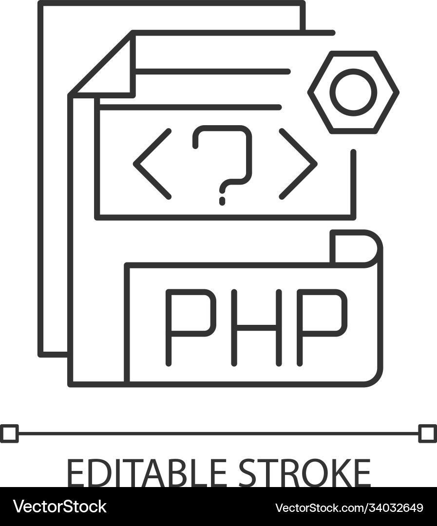 Php file pixel perfect linear icon Php file pixel perfect linear icon vector image