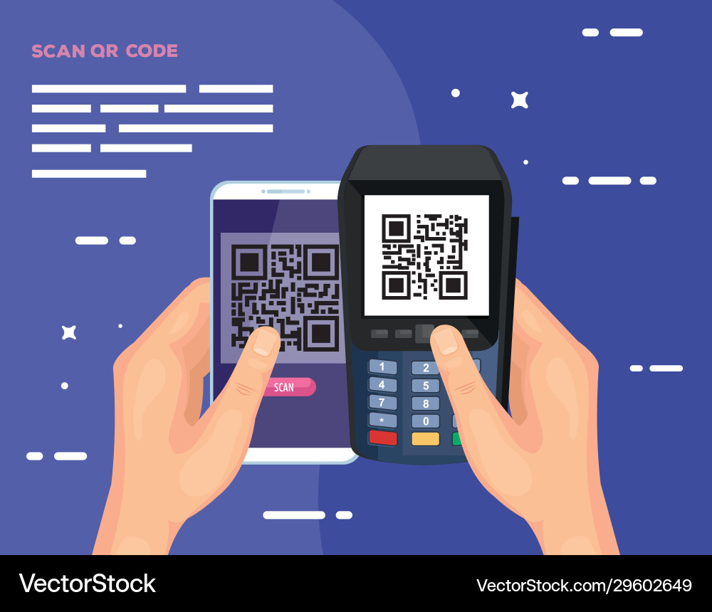 Scan qr code with dataphone and smartphone Scan qr code with dataphone and smartphone vector image