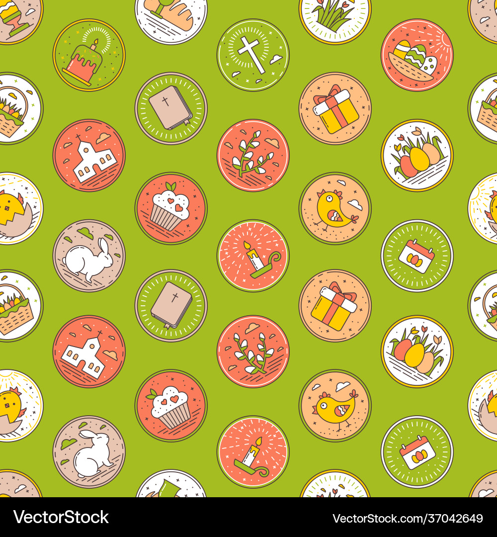 Seamless pattern linear easter icons and spring Seamless pattern linear easter icons and spring vector image