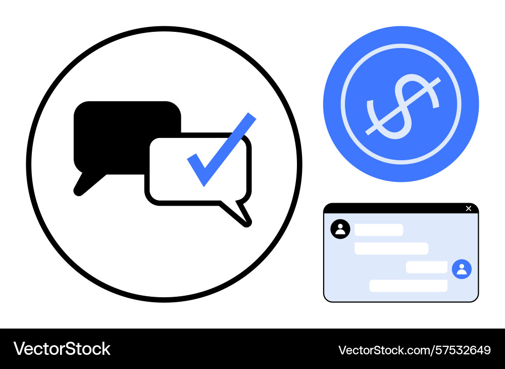 Secure messaging payment validation and chat Secure messaging payment validation and chat vector image