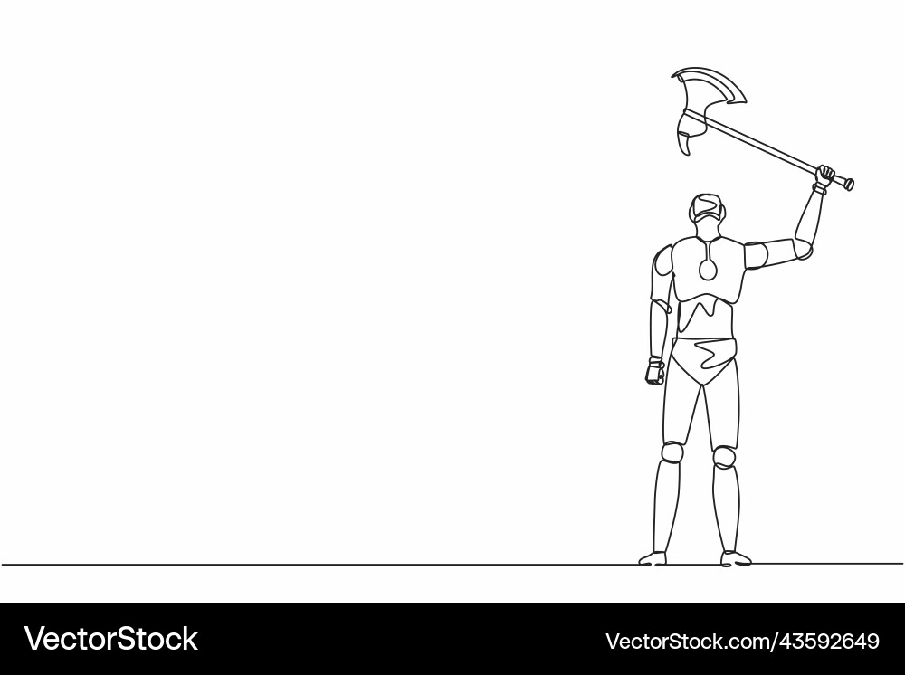 Single continuous line drawing robots standing Single continuous line drawing robots standing vector image