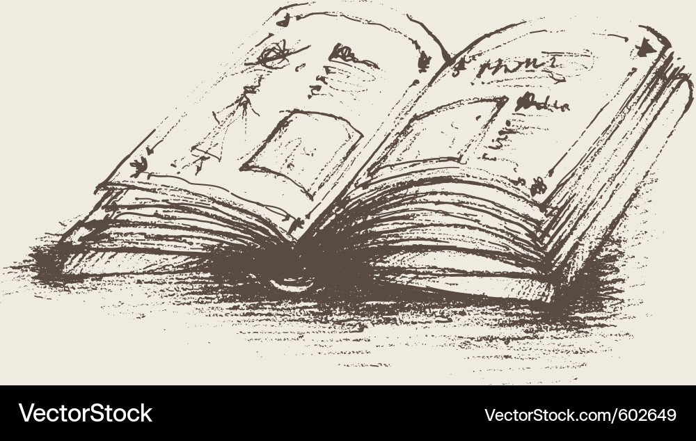 Sketchy Open Book Vector Image