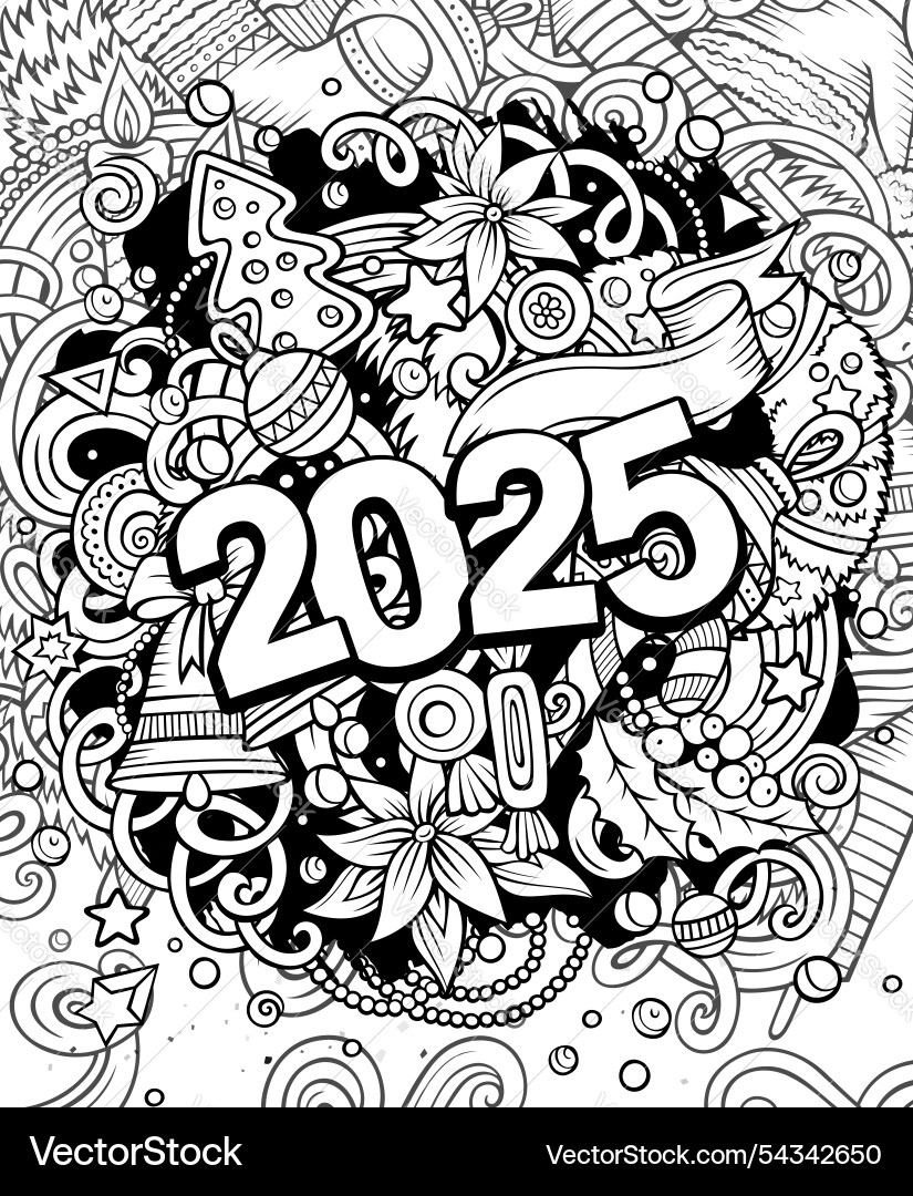 2025 doodles new year objects and elements design 2025 doodles new year objects and elements design vector image
