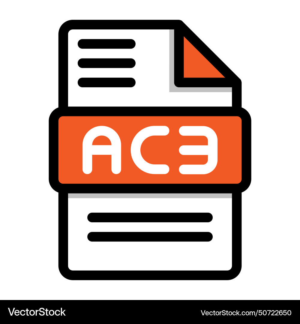 Ac3 file icon flat audio icons format Ac3 file icon flat audio icons format vector image