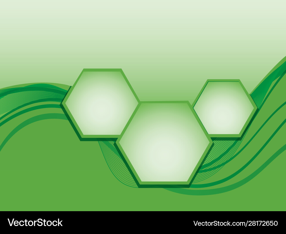 Background design with green hexagon patterns vector image