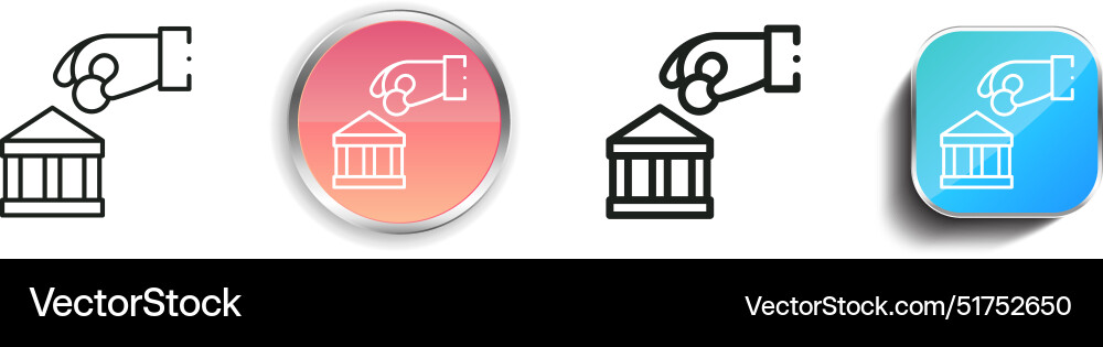 Bank icon thin linear regular and button style Bank icon thin linear regular and button style Vector Image