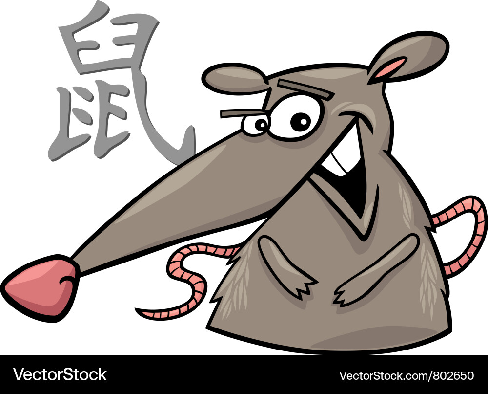 Chinese Rat Horoscope - Cartoon Sign Vector Image