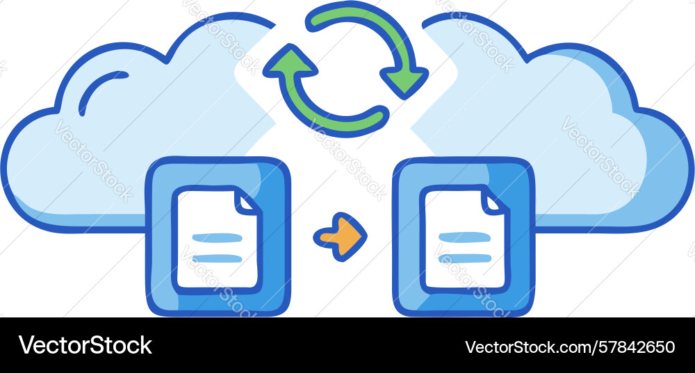 Cloud data sync file sharing and cross-device Vector Image