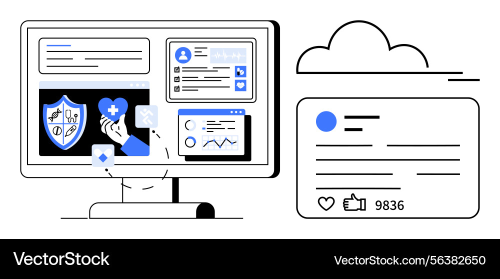 Digital health dashboard with cloud integration Digital health dashboard with cloud integration vector image