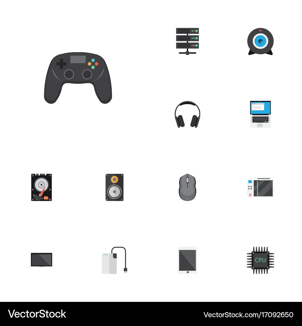 Flat icons microprocessor computer mouse slot vector image