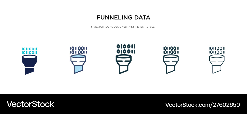 Funneling data icon in different style two Funneling data icon in different style two vector image