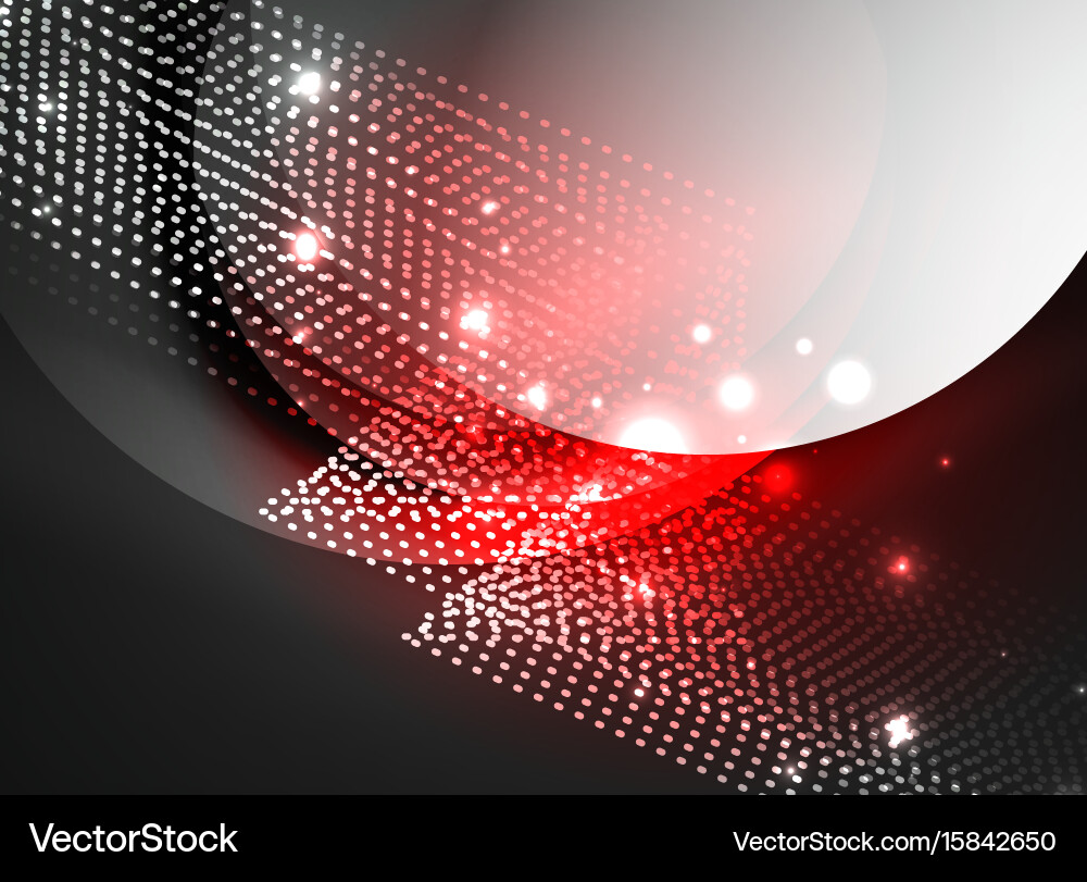 Glowing wave created with particles on dark color vector image