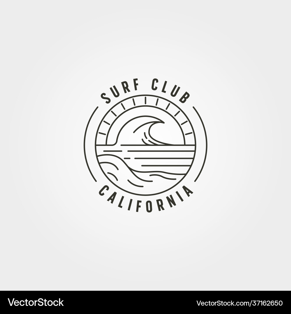 Line art surf and wave logo symbol design vector image