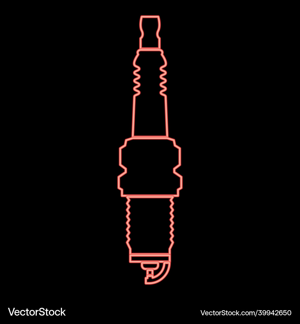 Neon spark plug red color flat style image Neon spark plug red color flat style image vector image