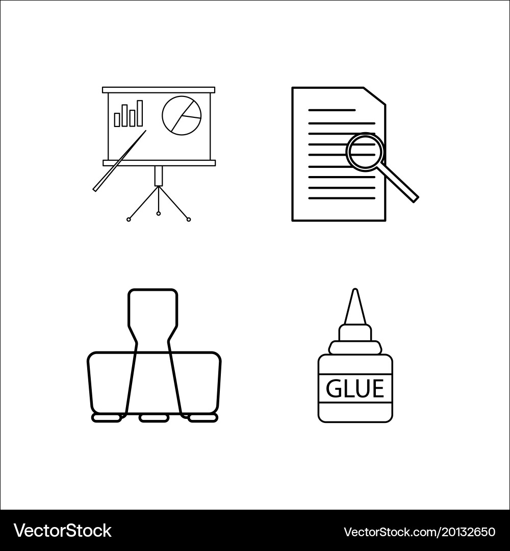 Office simple linear icon setsimple outline icons vector image