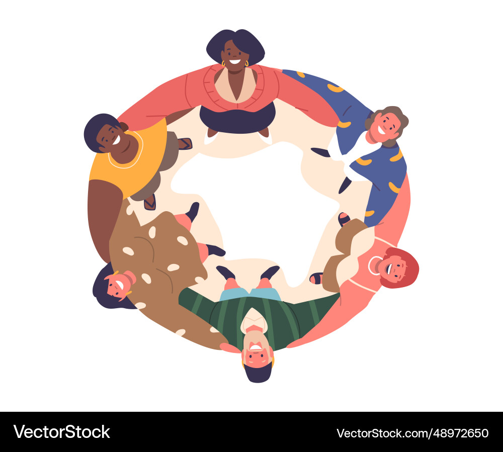 People hugging top view group of characters forms Vector Image
