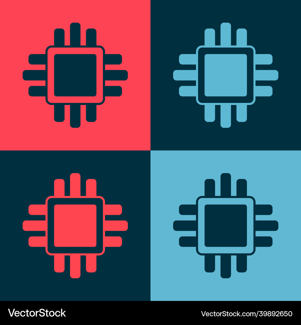 Pop art computer processor with microcircuits cpu Pop art computer processor with microcircuits cpu Vector Image