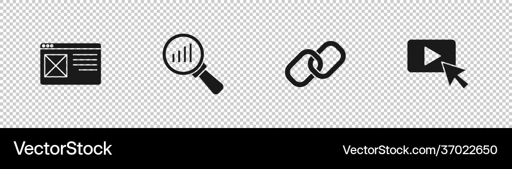 Set browser window magnifying glass and analysis Set browser window magnifying glass and analysis vector image