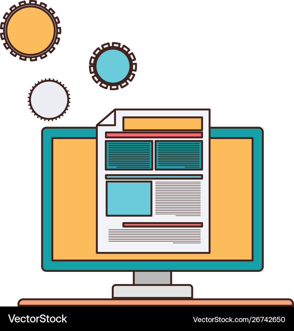 Set icons with computer screen in white Set icons with computer screen in white vector image