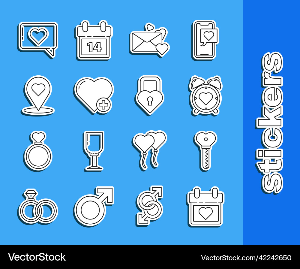 Set line calendar with heart key in shape Set line calendar with heart key in shape vector image
