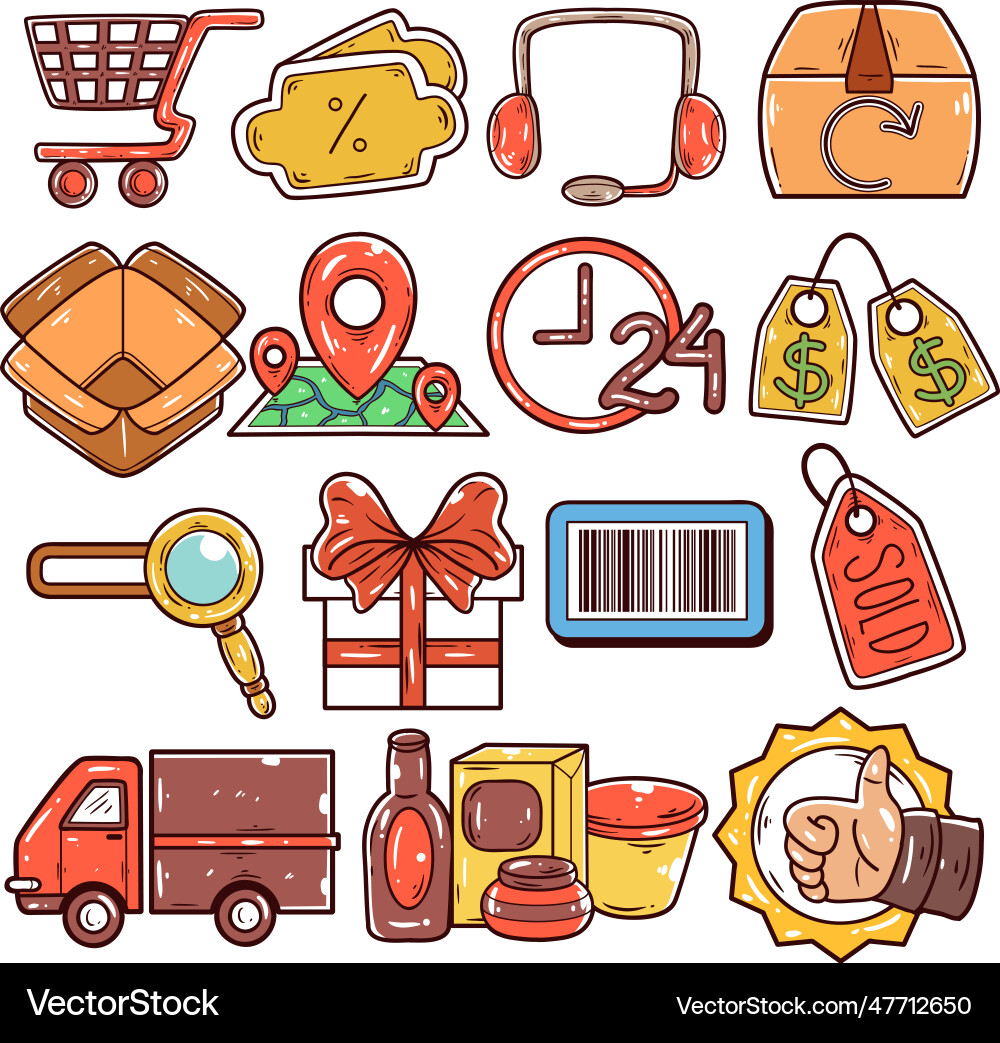 Set of e-commerce icon element collection vector image