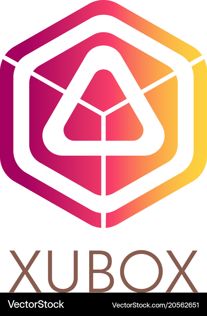 Abstract geometric triangle in hexagonal cube box vector image