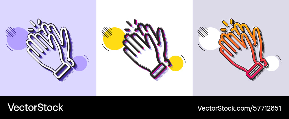 Clapping hands line icon clap sign halftone Vector Image