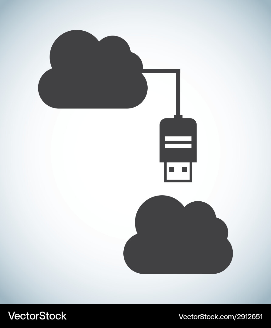 Cloud computing over white background vector image