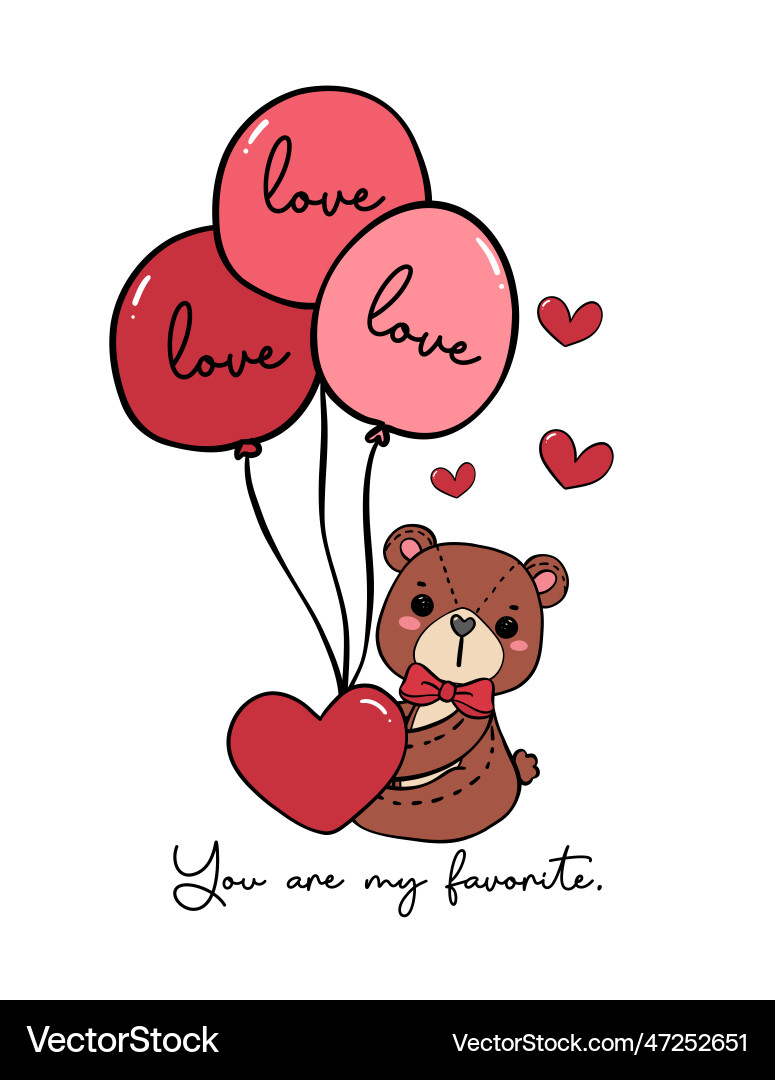 Cute innocence teddy bear with red bow hold Vector Image
