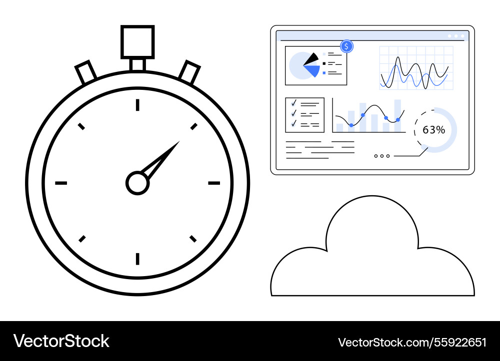 Data analysis dashboard with stopwatch Data analysis dashboard with stopwatch vector image