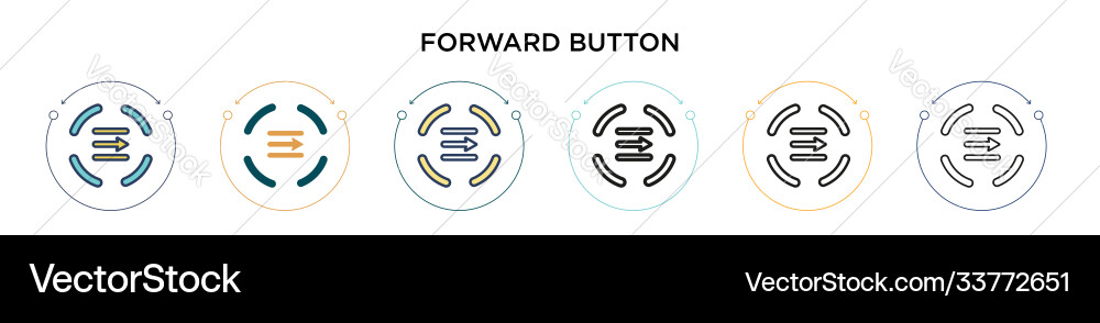 Forward button icon in filled thin line outline Forward button icon in filled thin line outline vector image
