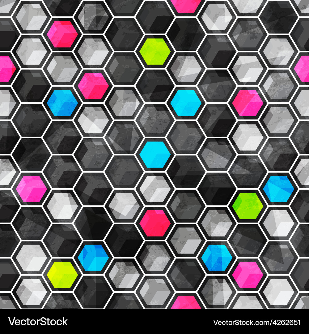 Grid seamless pattern with grunge effect vector image