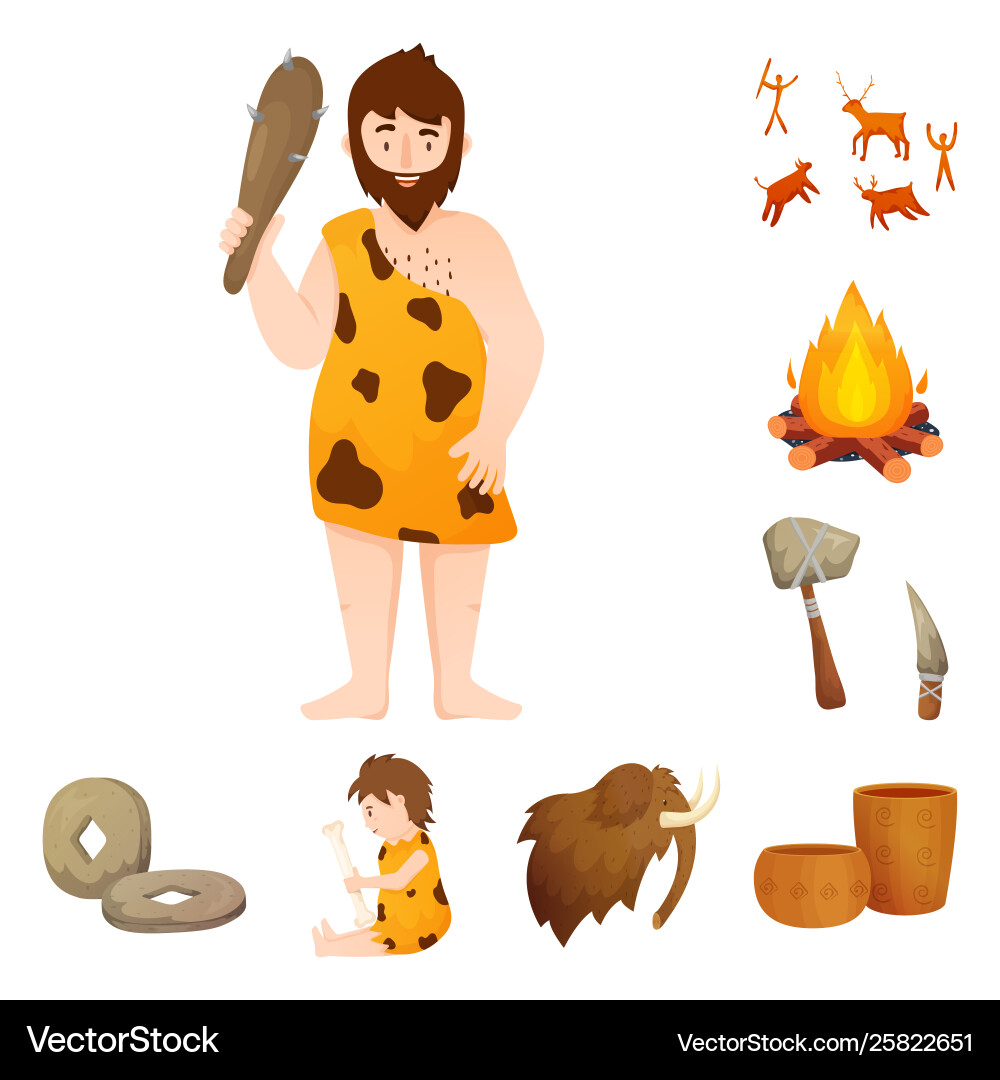 Isolated object age and stone sign set Isolated object age and stone sign set vector image